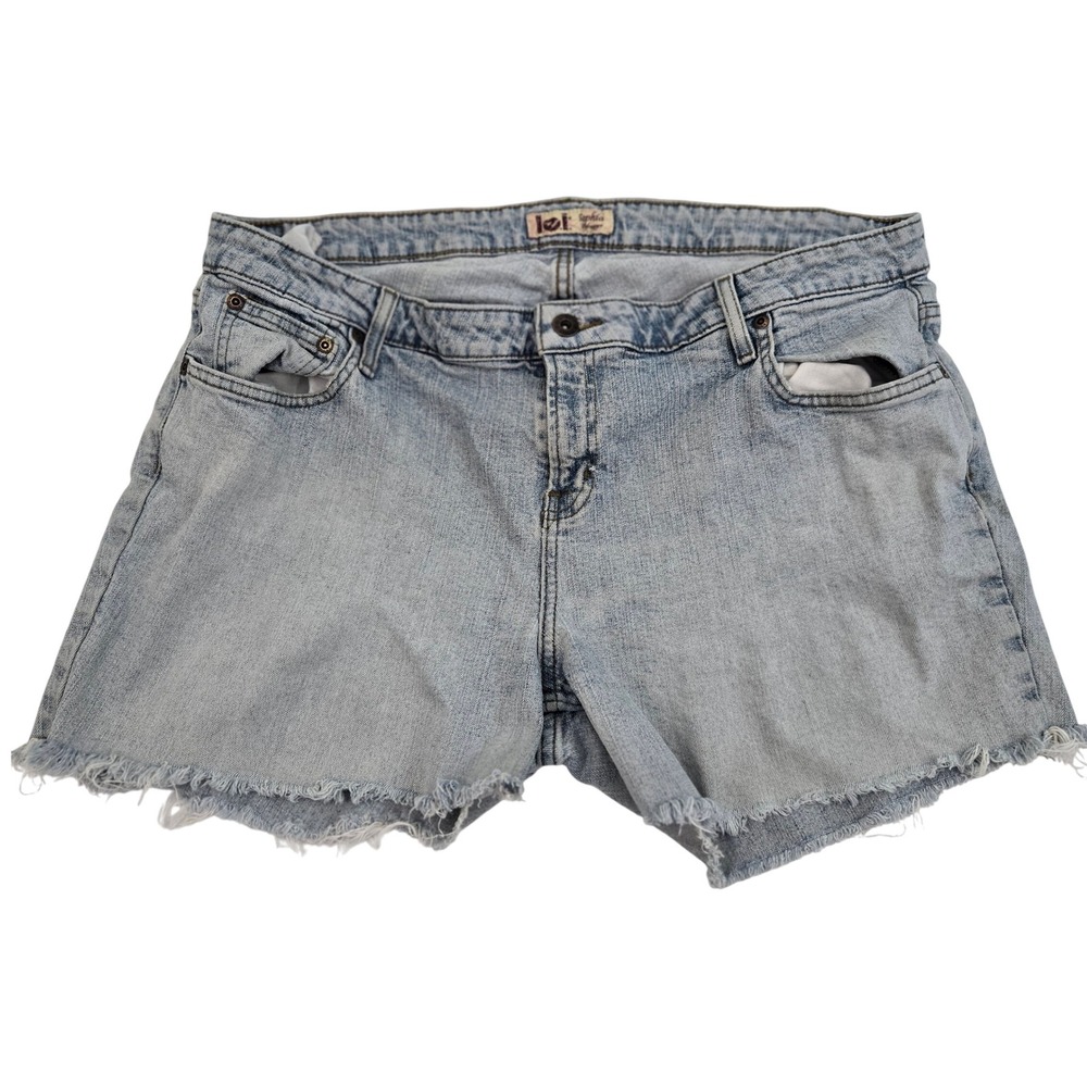 Vintage LEI Sophia Low Hugger Denim‎ Shorts 18 Frayed Cutoff Made in Mexico Y2K
